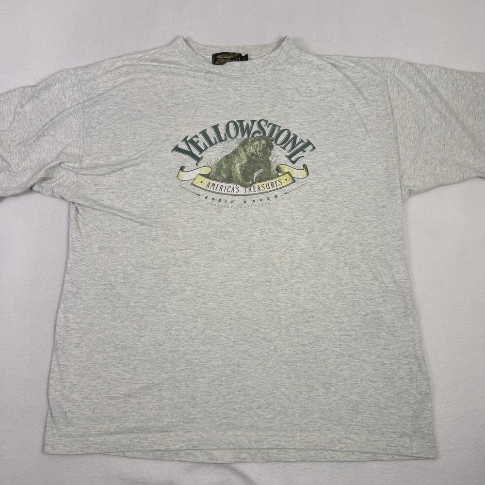 Vintage Eddie Bauer Yellowstone Americas Treasures Bear T Shirt Large Made USA